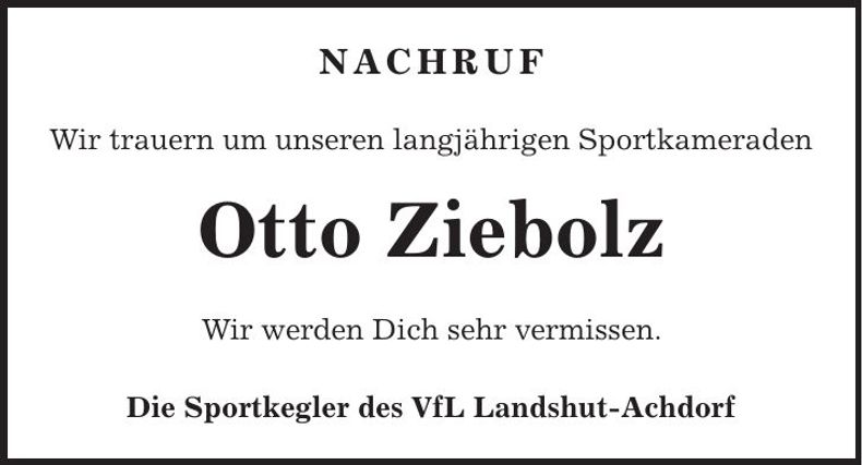 Traueranzeige Otto Ziebolz