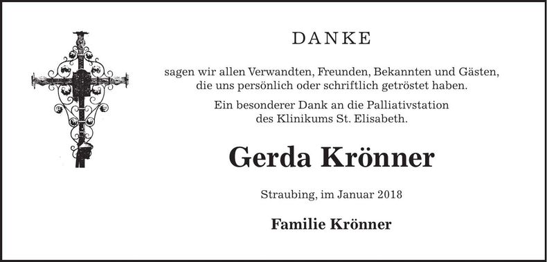 Traueranzeige Gerda Krönner