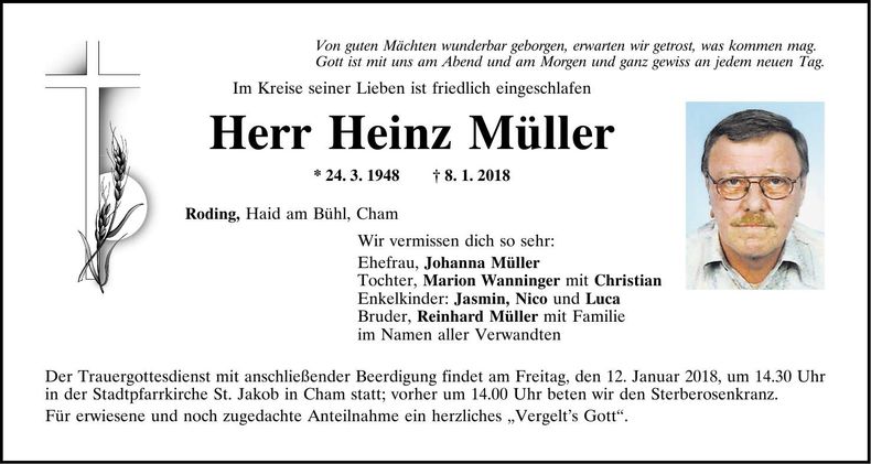 Traueranzeige Heinz Müller