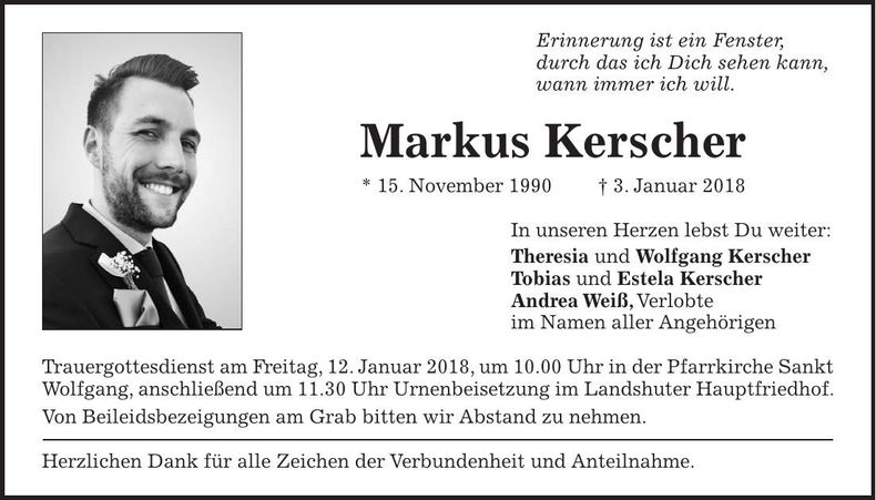 Traueranzeige Markus Kerscher