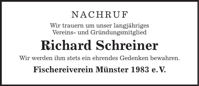 Traueranzeige Richard Schreiner