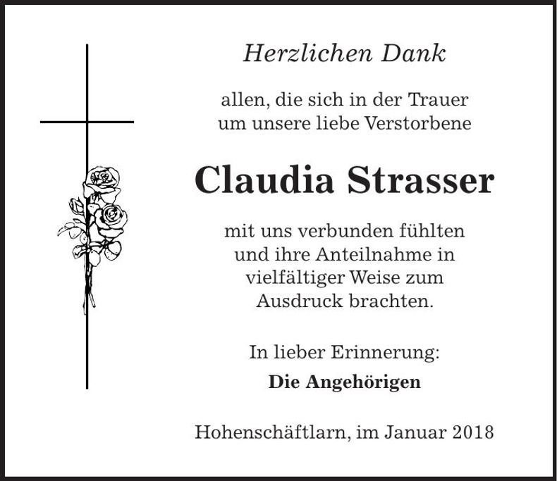 Traueranzeige Claudia Strasser