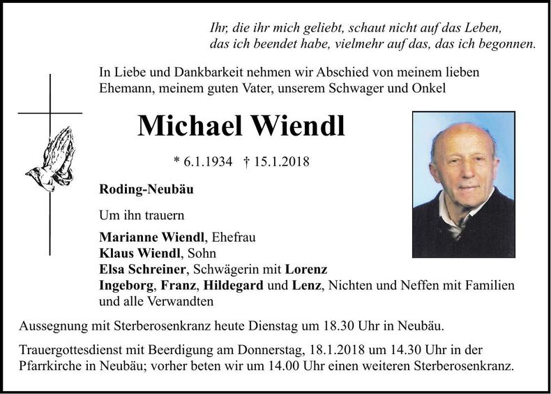 Traueranzeige Michael Wiendl