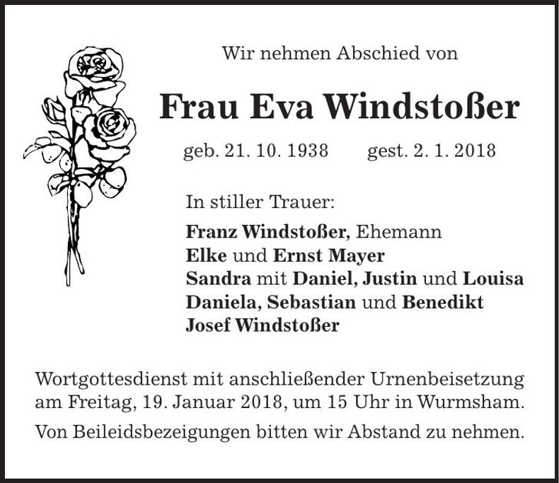 Traueranzeige Eva Windstoßer