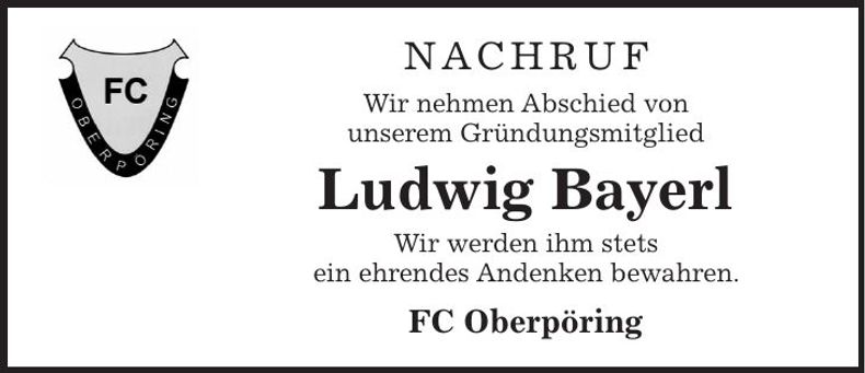 Traueranzeige Ludwig Bayerl