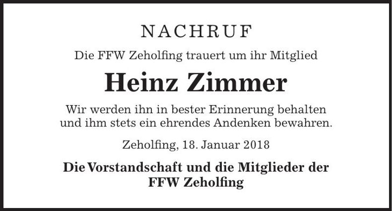 Traueranzeige Karl-Heinz Zimmer