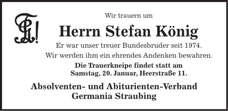 Traueranzeige Stefan König