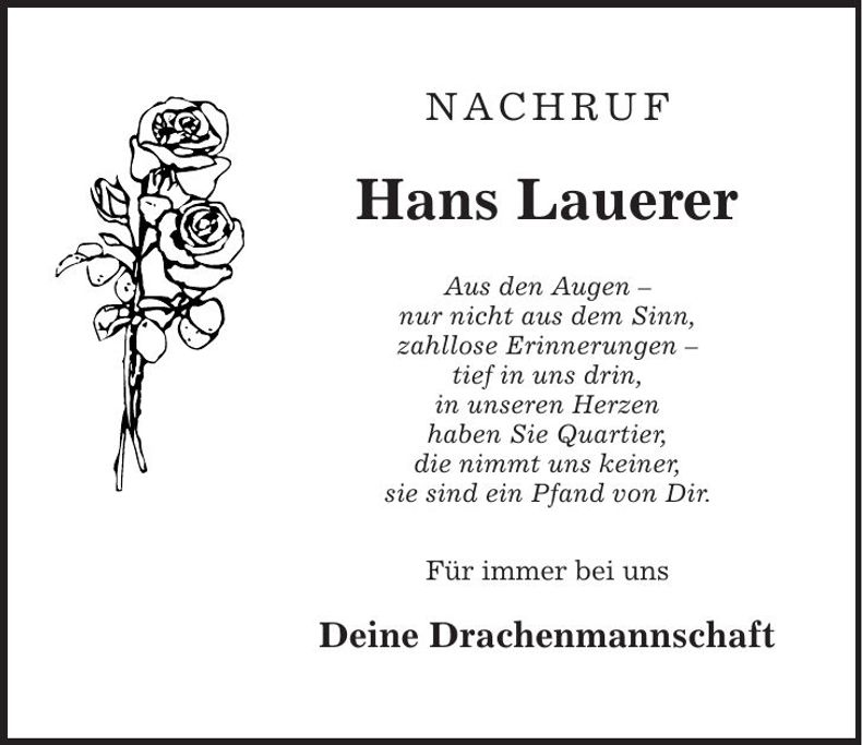 Traueranzeige Hans Lauerer
