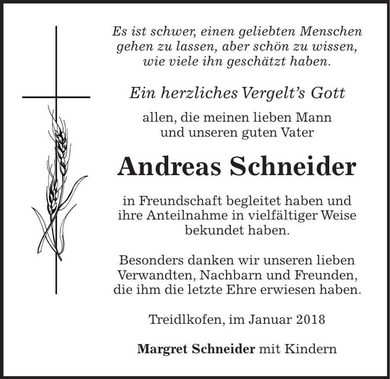 Traueranzeige Andreas Schneider