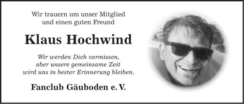 Traueranzeige Klaus Hochwind