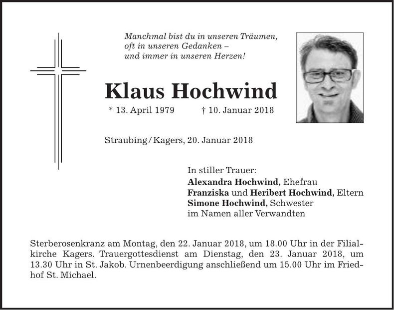 Traueranzeige Klaus Hochwind