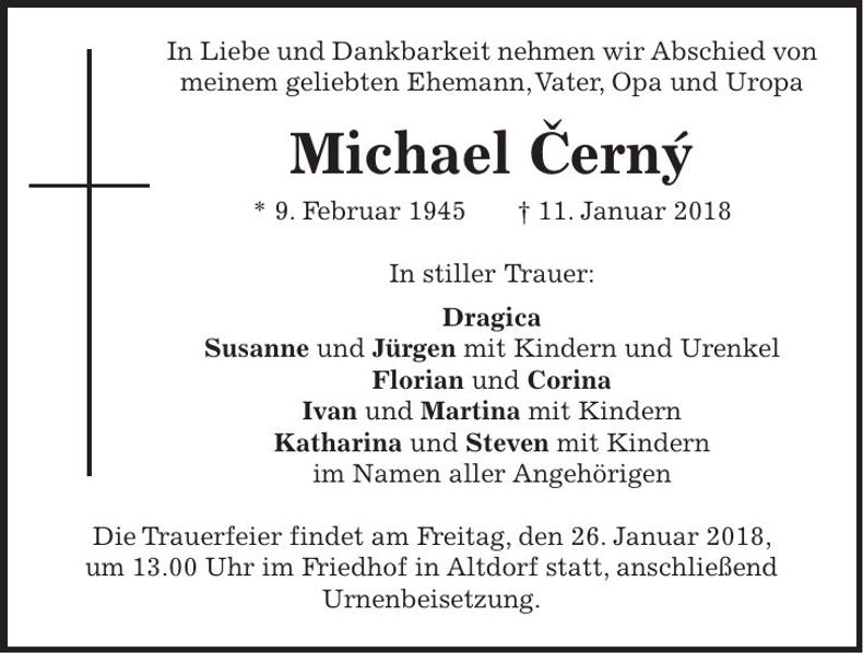 Traueranzeige Michael Cerny