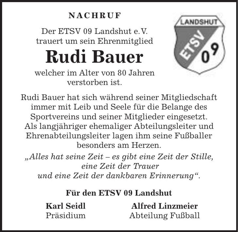 Traueranzeige Rudi Bauer
