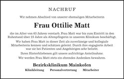 Traueranzeige Ottilie Matt