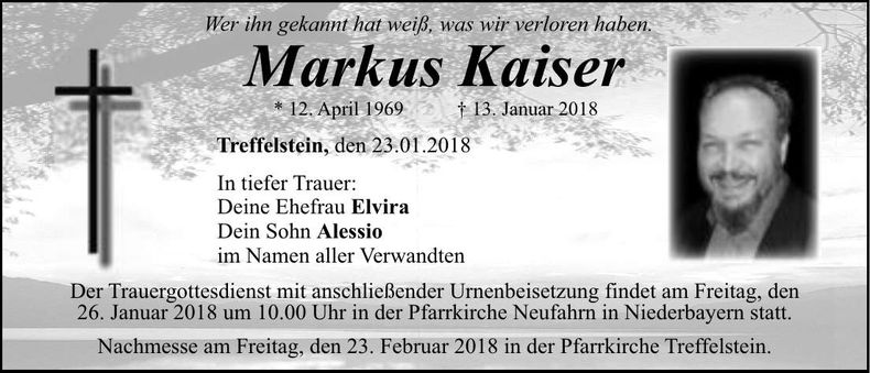 Traueranzeige Markus Kaiser