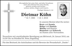 Traueranzeige Dietmar Kühn