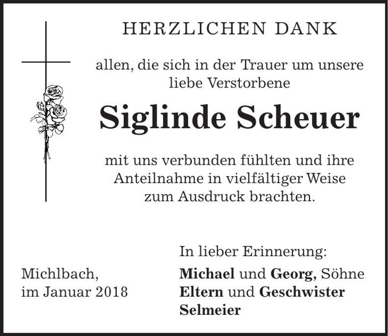 Traueranzeige Siglinde Scheuer