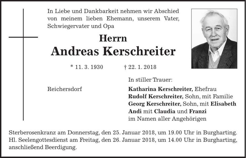 Traueranzeige Andreas Kerschreiter