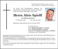 Traueranzeige Alois Spießl