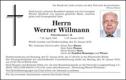 Traueranzeige Werner Willmann