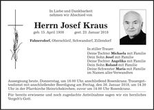 Traueranzeige Josef Kraus