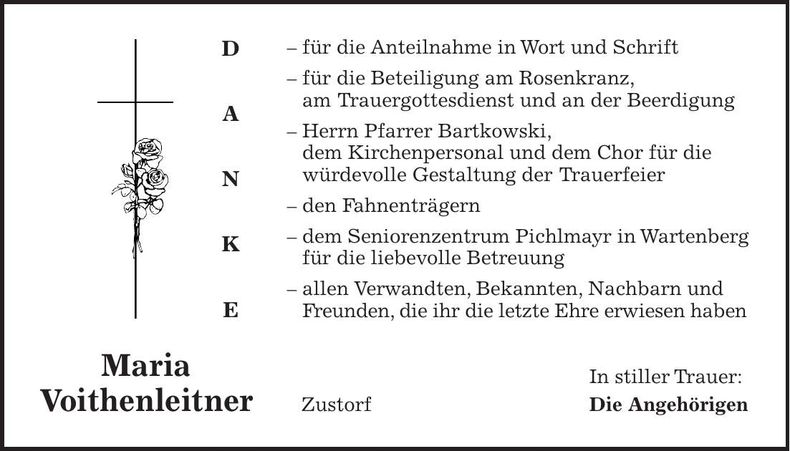 Traueranzeige Maria Voithenleitner