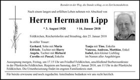 Traueranzeige Hermann Lipp