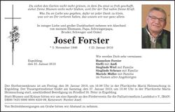 Traueranzeige Josef Forster