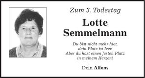 Traueranzeige Lotte Semmelmann
