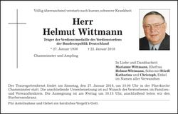 Traueranzeige Helmut Wittmann