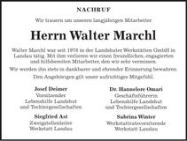 Traueranzeige Walter Marchl