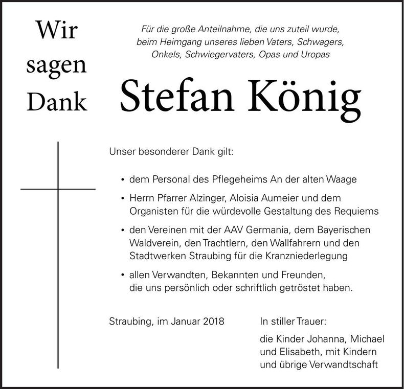 Traueranzeige Stefan König
