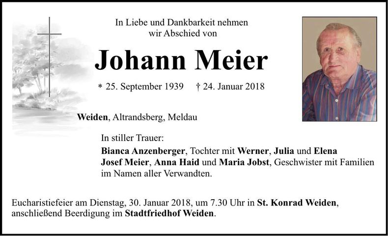 Traueranzeige Johann Maier