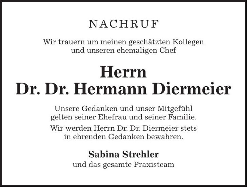 Traueranzeige Hermann Dr. Dr. Diermeier