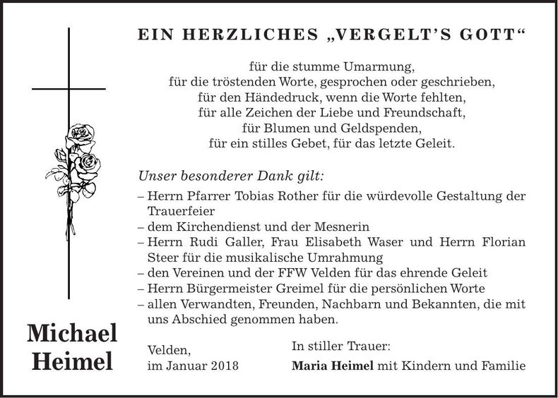Traueranzeige Michael Heimel