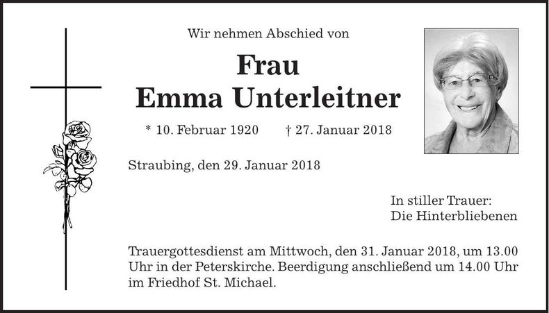 Traueranzeige Emma Unterleiner