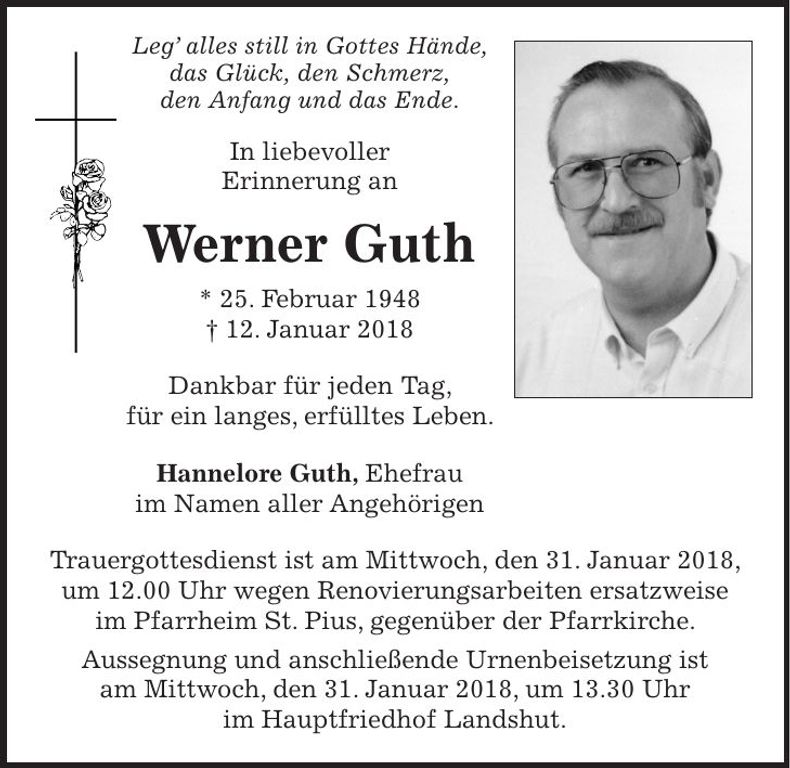 Traueranzeige Werner Guth