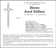 Traueranzeige Josef Zöllner