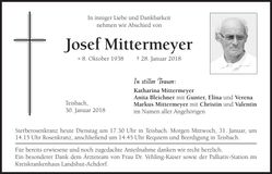 Traueranzeige Josef Mittermeyer