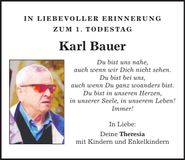 Traueranzeige Karl Bauer