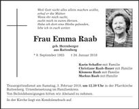 Traueranzeige Raab Emma