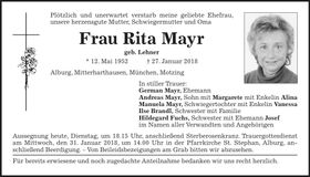 Traueranzeige Rita Mayr