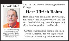 Traueranzeige Ulrich Böhm