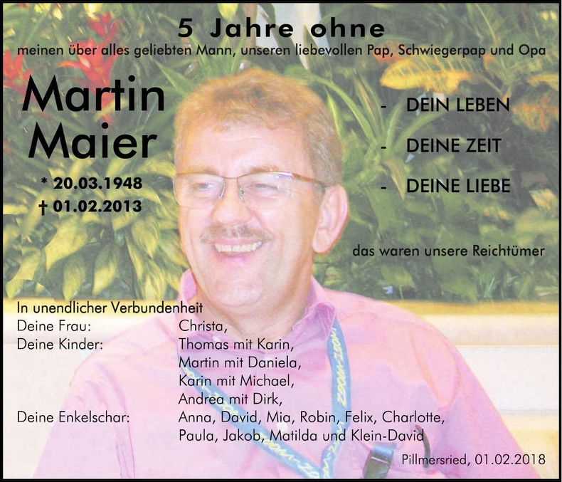 Traueranzeige Martin Maier