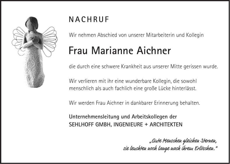 Traueranzeige Marianne Aichner