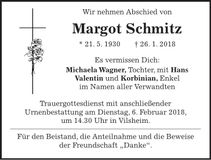 Traueranzeige Margot Schmitz