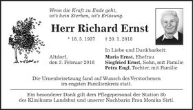 Traueranzeige Richard Ernst