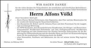 Traueranzeige Alfons Völkl