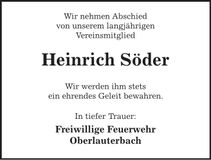 Traueranzeige Heinrich Söder