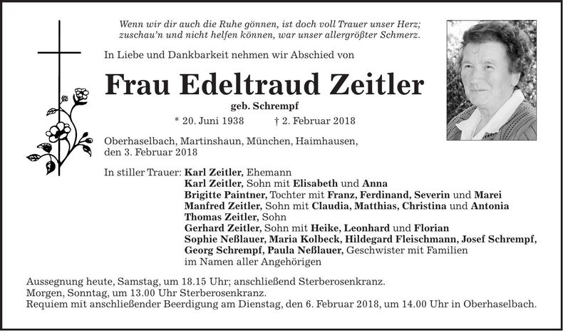 Traueranzeige Edeltraud Zeitler
